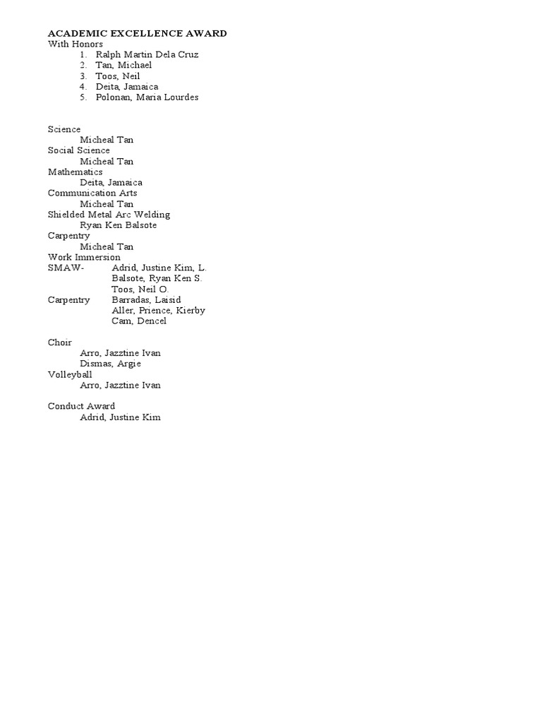 Academic Excellence Award PDF