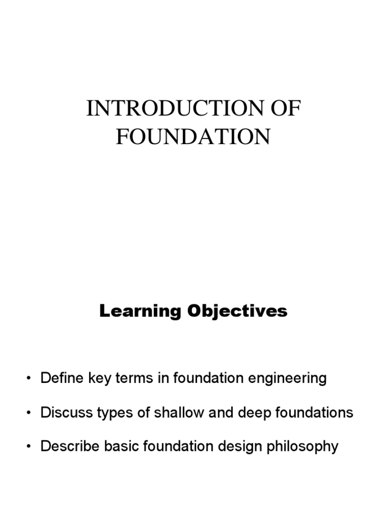 Foundation 1 PDF Deep Foundation Foundation (Engineering)