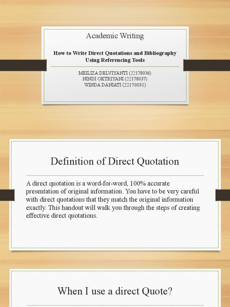 Writing Direct Quotations in Academia | PDF | Citation | Linguistics