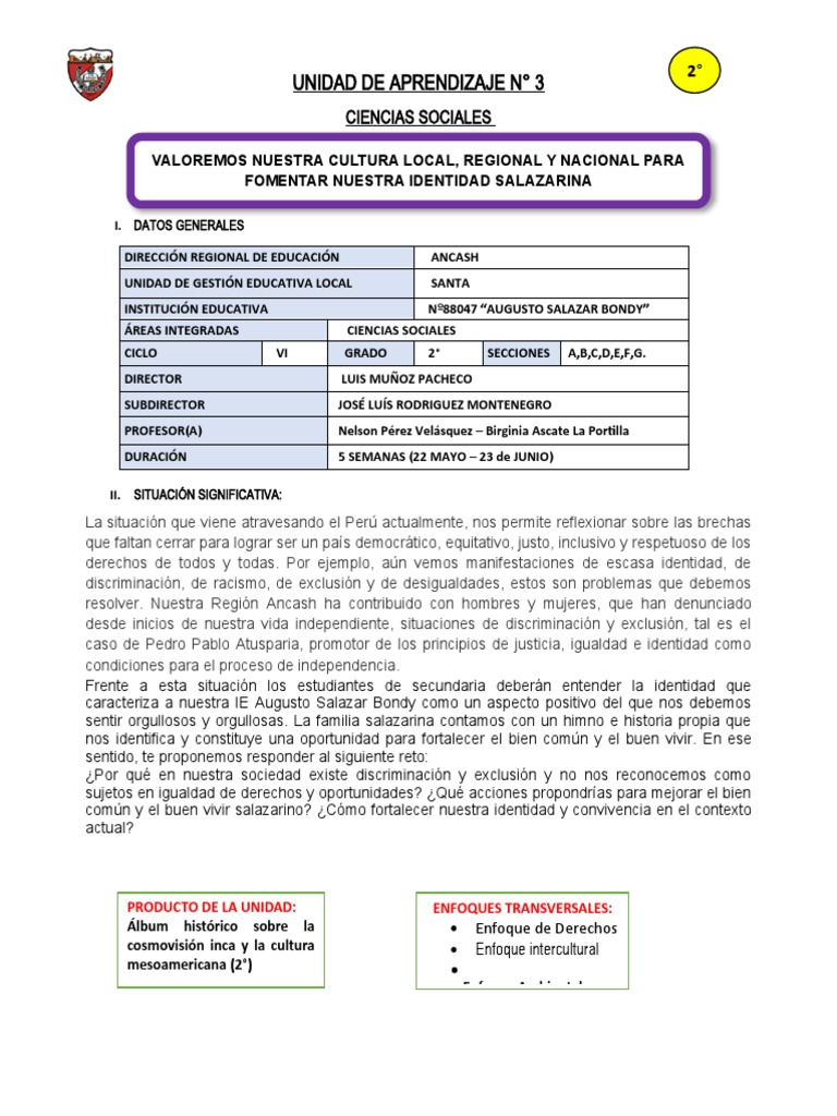 Unidad 3 - 2° - 2023 | Descargar gratis PDF | Aprendizaje | Evaluación
