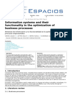Information Systems and Their Functionality in The Optimization of Business Processes