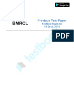 BMRCL Section Engineer Official Paper (Held On - 18 Sept, 2016)