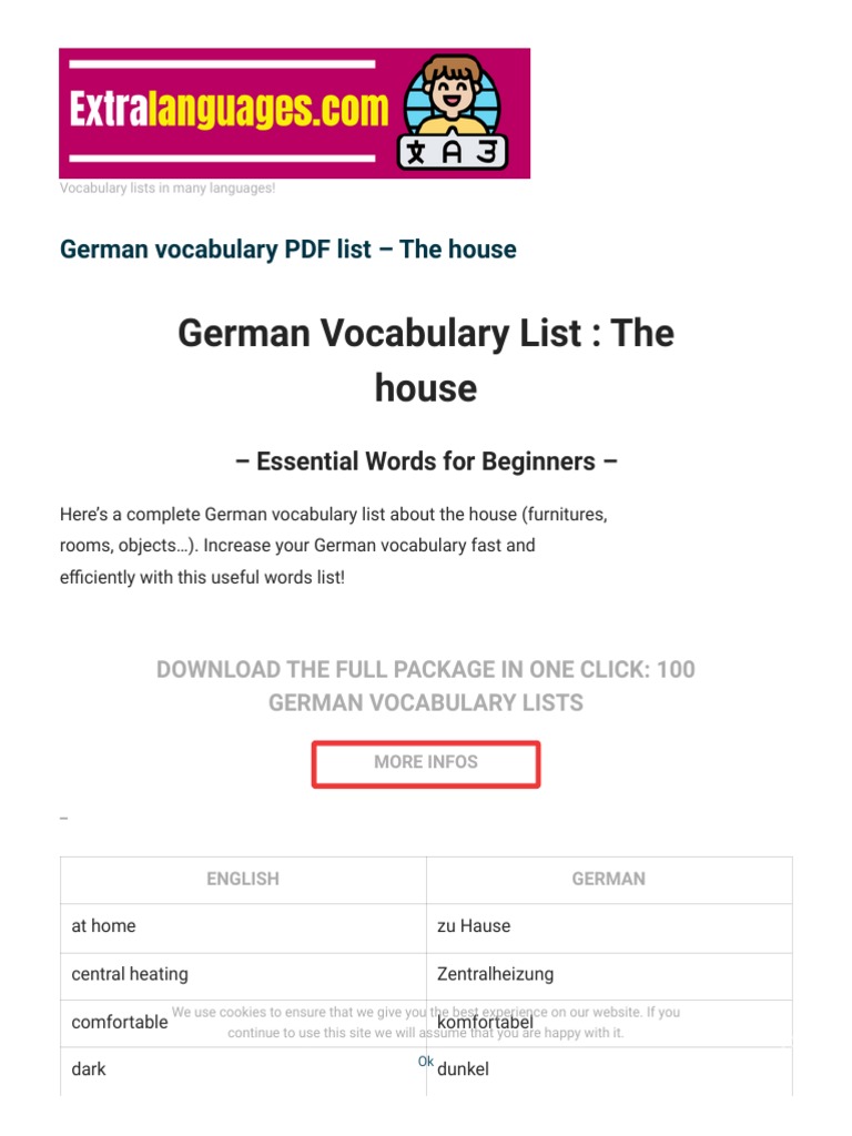 German Words List - Around The House | PDF