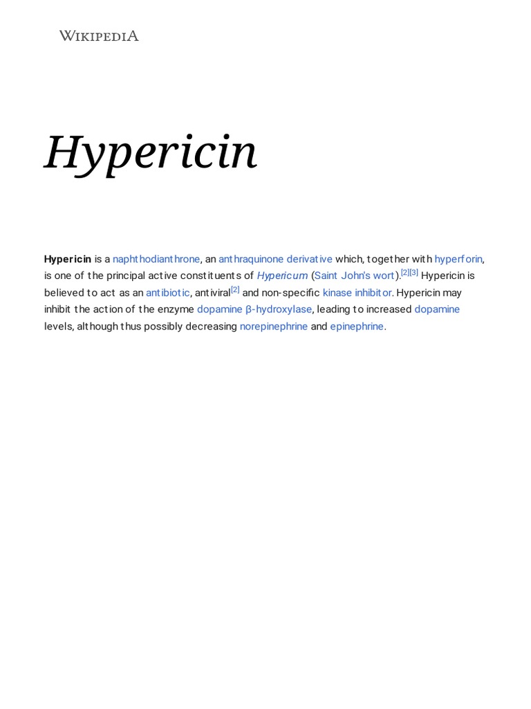 Hypericin - Wikipedia | PDF