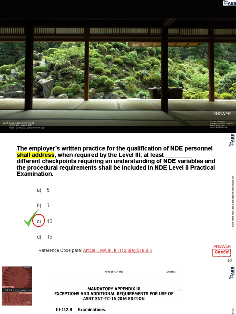 ASME Code Knowledge Quiz 453 | PDF