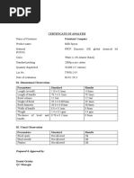 Certificate of Analysis