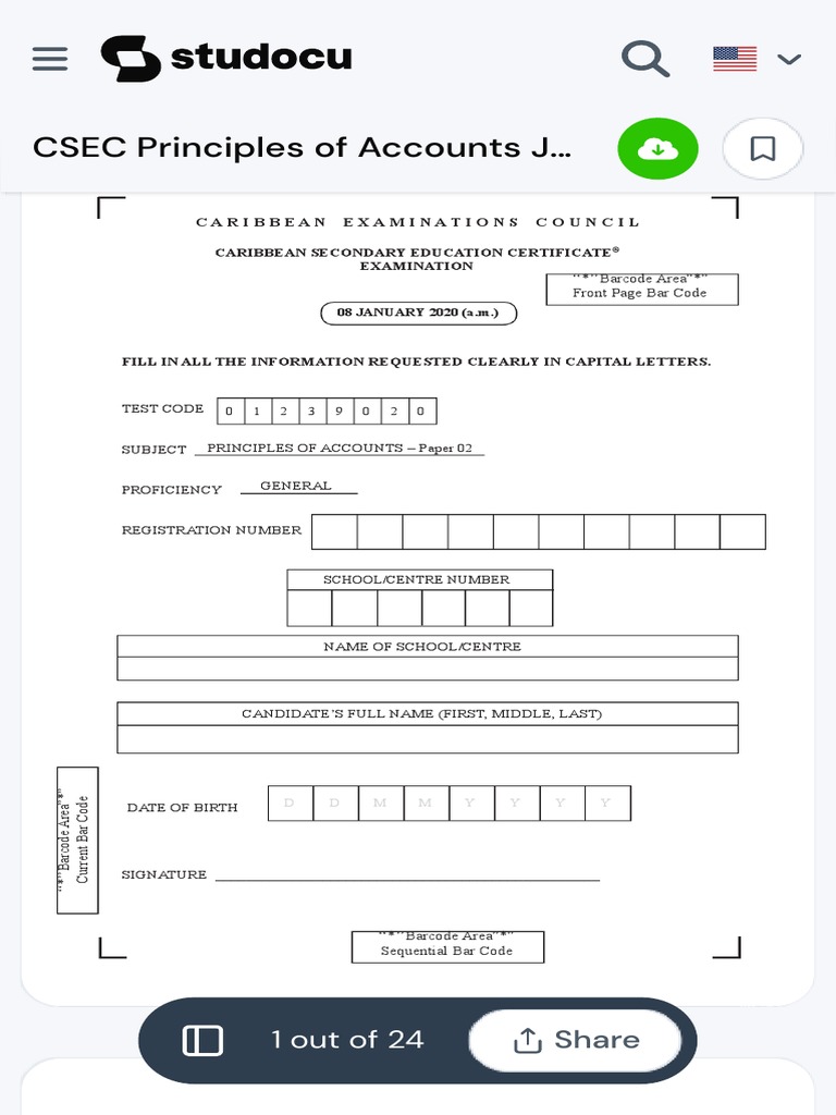 Csec principles of accounts january 2020 paper 2 pdf
