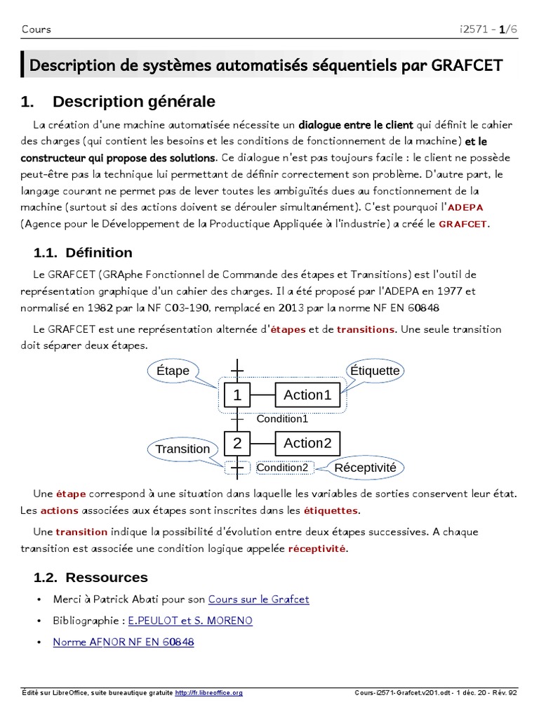 Introduction au GRAFCET en automatisation | PDF