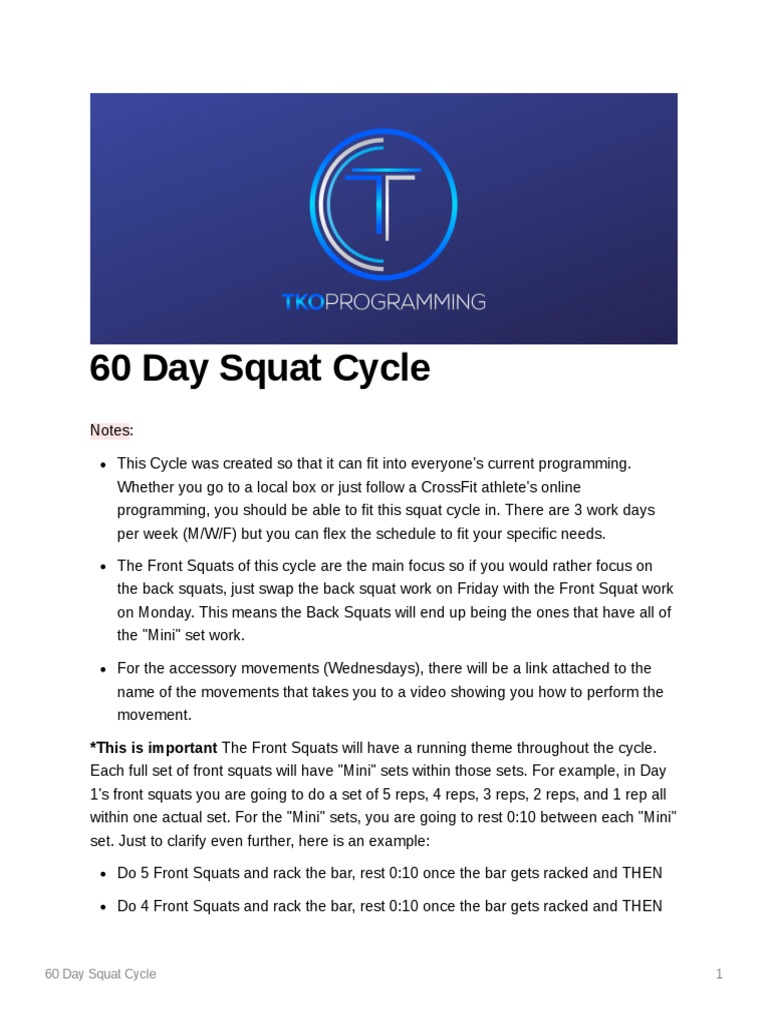 60 Day Squat Cycle | PDF | Athletic Sports | Management Of Obesity