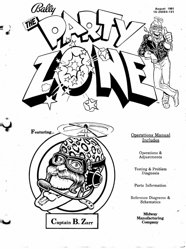 Manuel De Flipper Bally PARTY ZONE - Guide D'utilisation Et De Réparation D'occasion