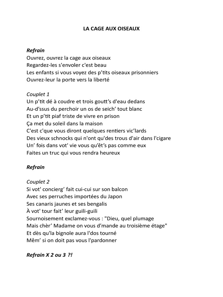 LA CAGE AUX OISEAUX PDF