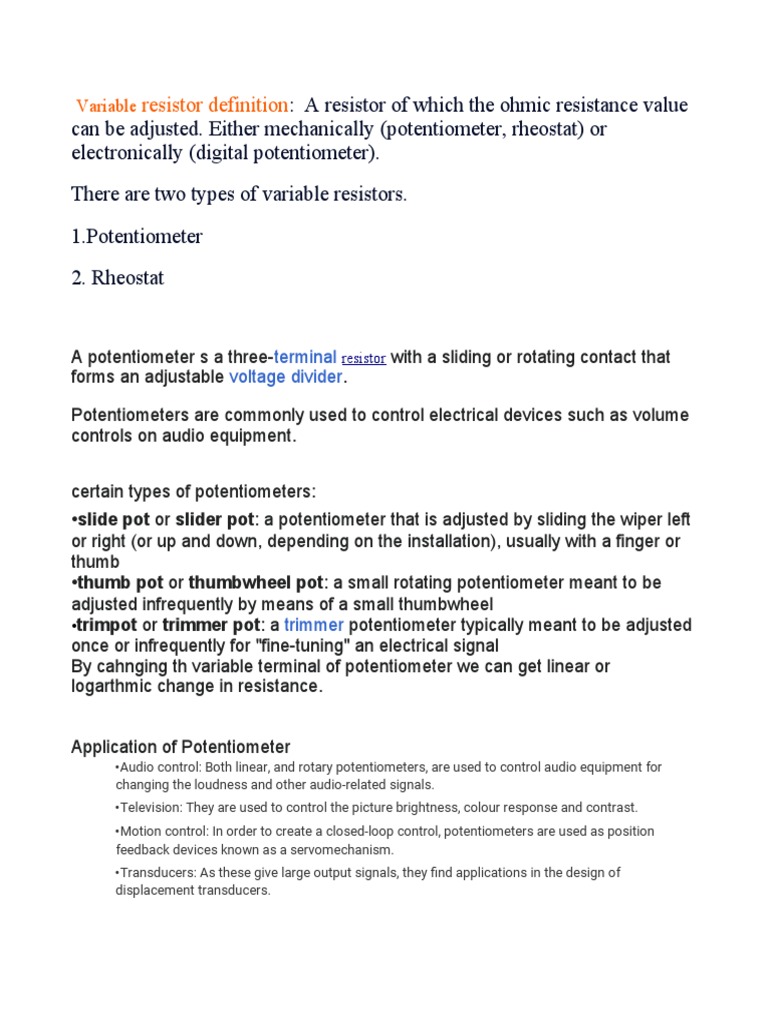 Variable Resistors PDF