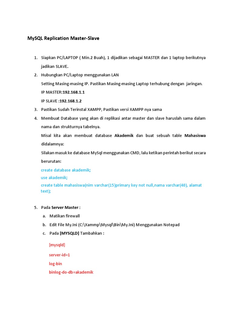 Setting mysql replication master slave pdf