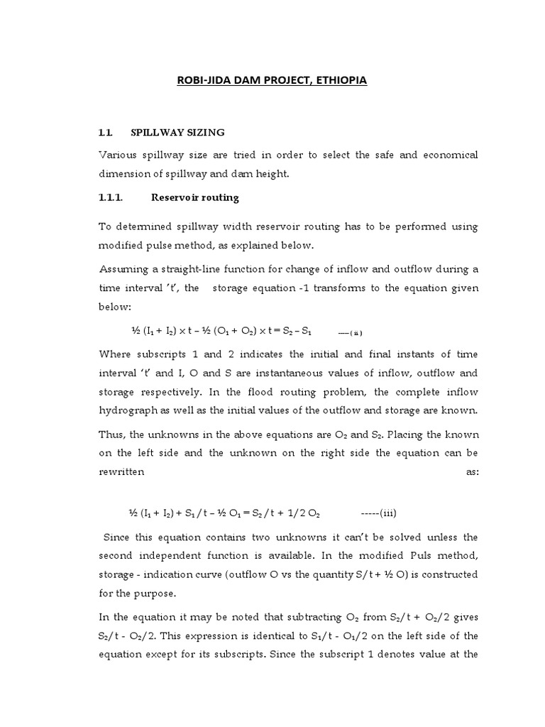 Spillway Sizing for Robi-Jida Dam | PDF | Spillway | Discharge (Hydrology)