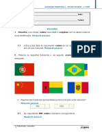 Ficha de Avaliação Trimestral de Estudo Do Meio (1º Período) - 1º Ano (Soluções)