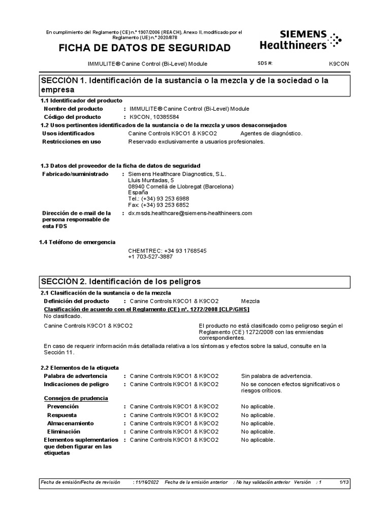 IMMULITE Canine Control Bi-Level Module Spain DXDCM 09017fe980769c26 ...