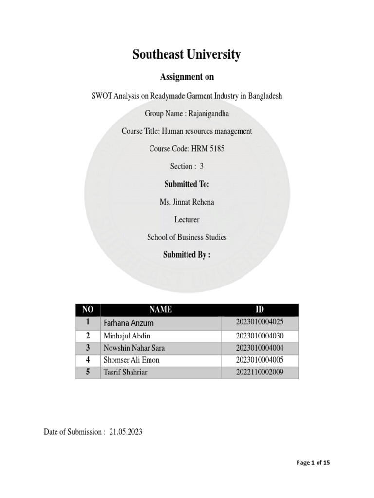 SWOT Analysis of Bangladesh's RMG Sector | PDF | Swot Analysis | Economies
