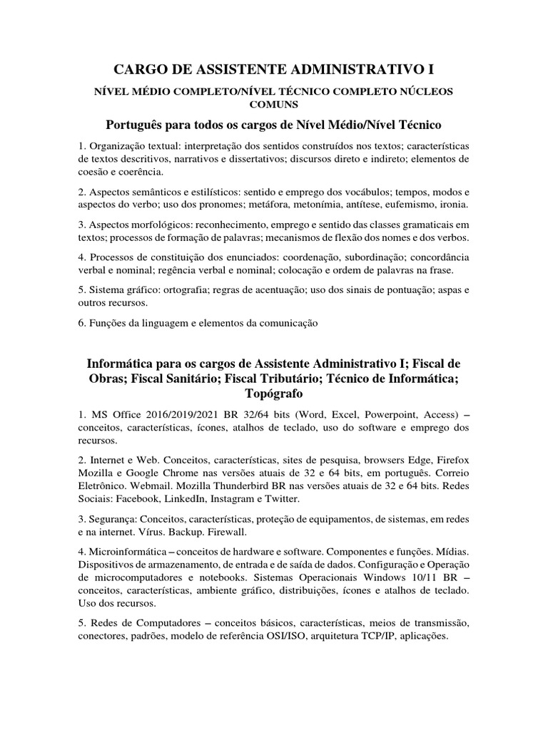 Conhecimentos para Assistente Administrativo | PDF | Lógica | Lógica ...