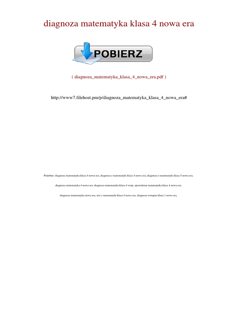 Matematyka Klasa 4 Nowa Era Diagnoza Matematyka Klasa 4 Nowa Era-1 | PDF