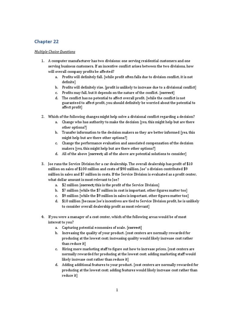 Multiple Choice Chapter 22 | PDF | Cost | Profit (Economics)