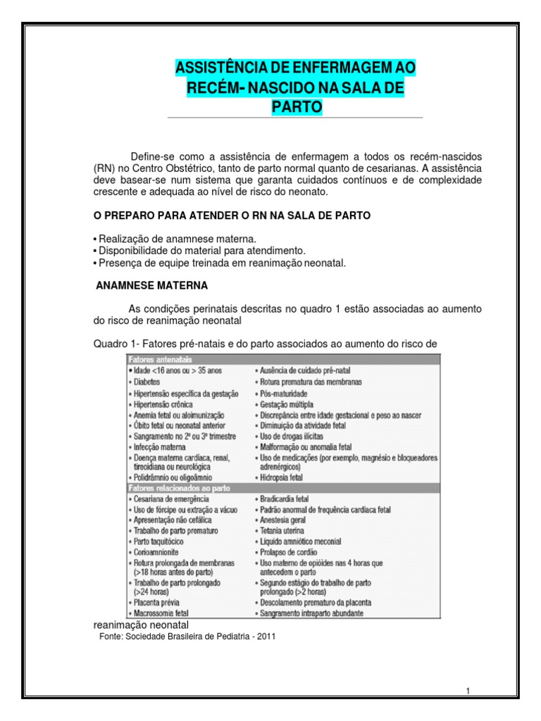 Assistência de Enfermagem ao Recém-Nascido | PDF
