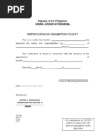 Cs Form No. 4 Certification of Assumption To Duty