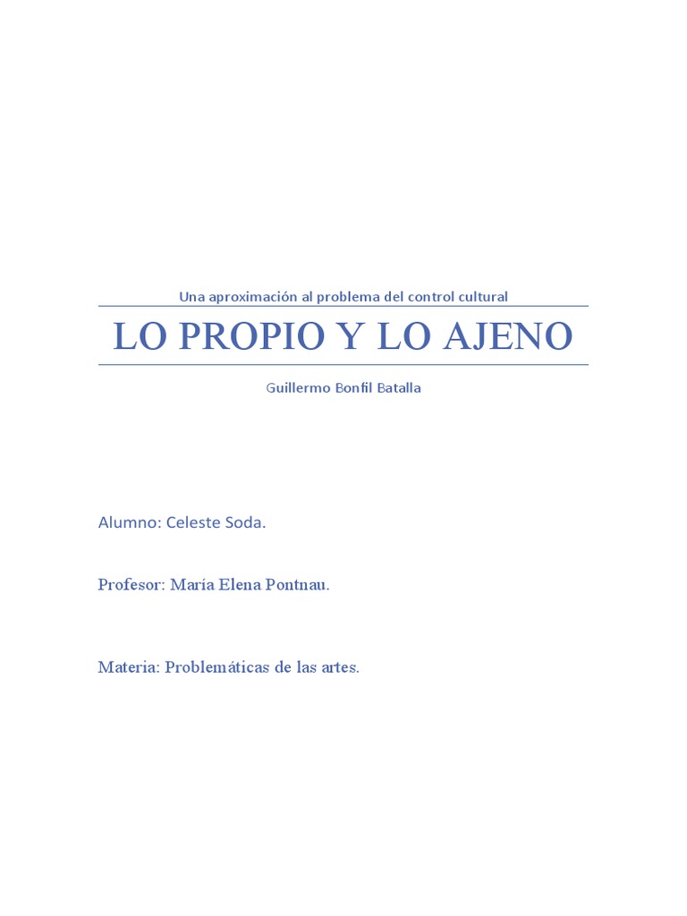 Control Cultural: Propio y Ajeno | PDF