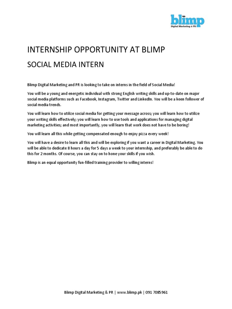 Social Media Intern Blimp 1 PDF