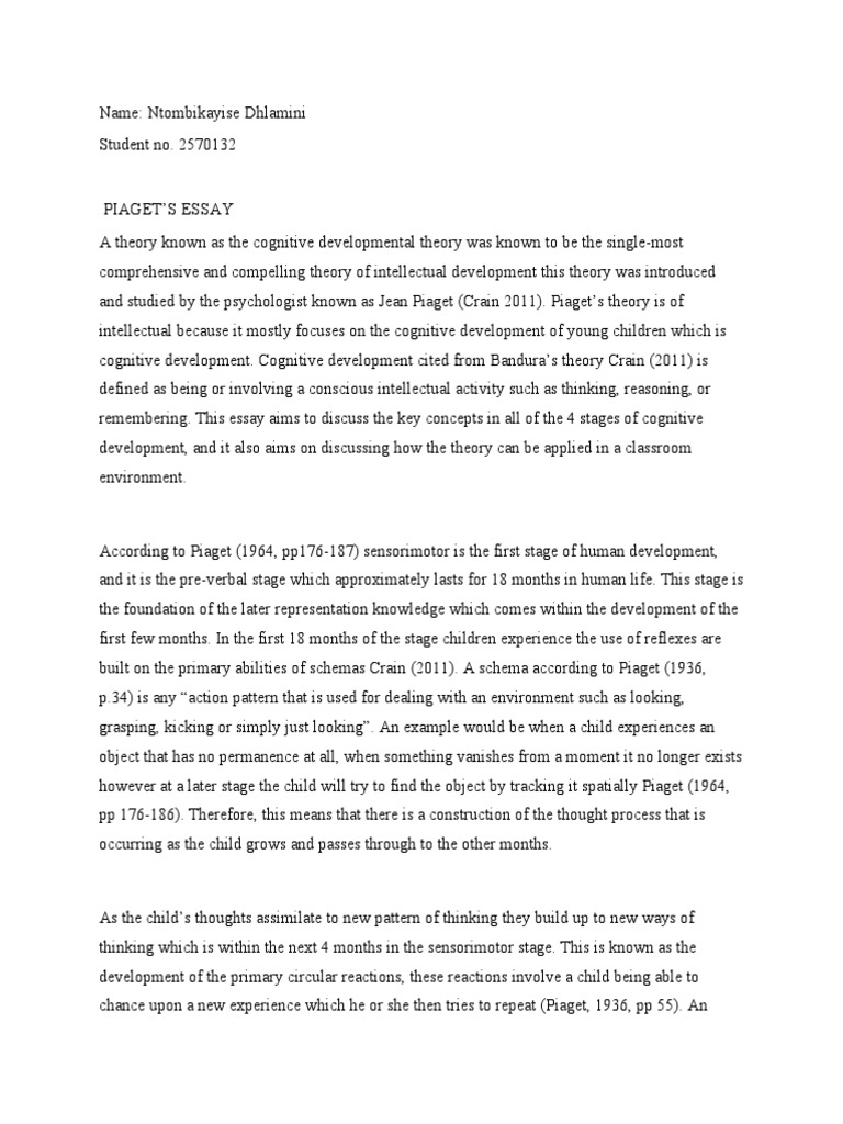 Piaget's Theory Download Free PDF Cognitive Development Cognitive