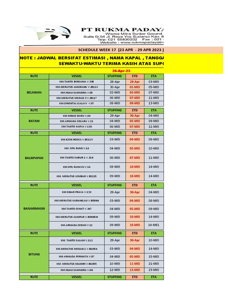 Schedule Rukma 26 Apr 23 | PDF