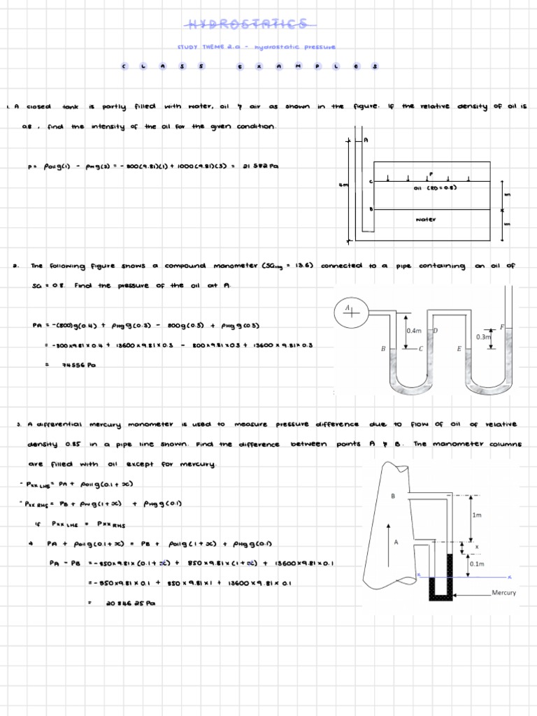 Hydrostatic Pressure Calculations | PDF | Pressure Measurement | Pressure