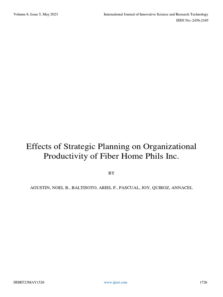 Strategic Planning's Impact on Productivity | PDF | Strategic Planning ...