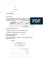 Carta de Devolución Deposito Error - Cia Industrial Continental LISSET ZEGARRA.