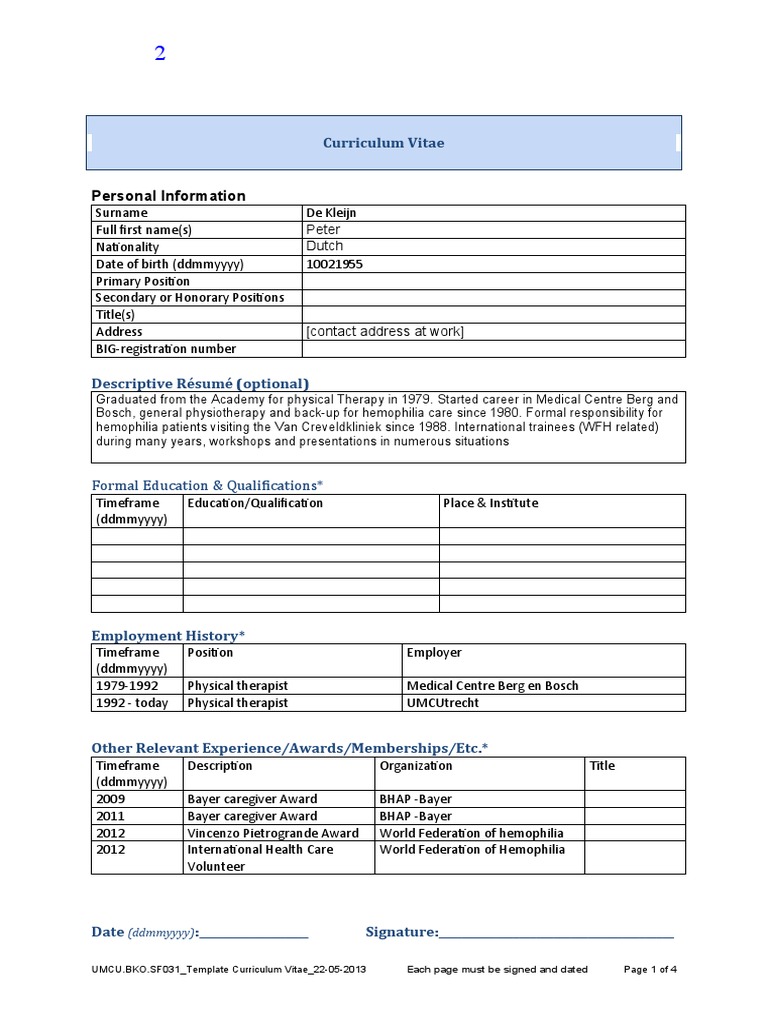 CV MR Piet PDF Physical Therapy Osteoarthritis