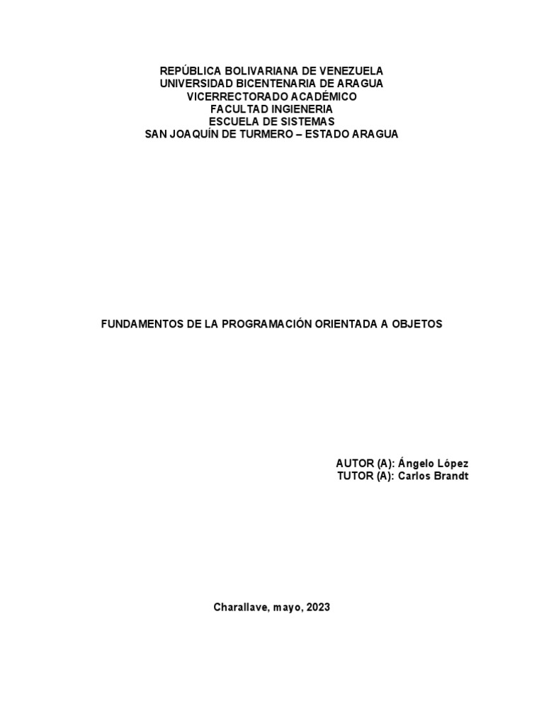 Fundamentos de La Programación Orientada A Objetos | PDF | Objeto ...