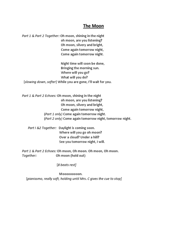 Moon Choir Song Lyrics | PDF