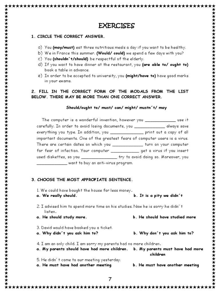 Modal Verbs Exercises and Practice | PDF | Computer Virus
