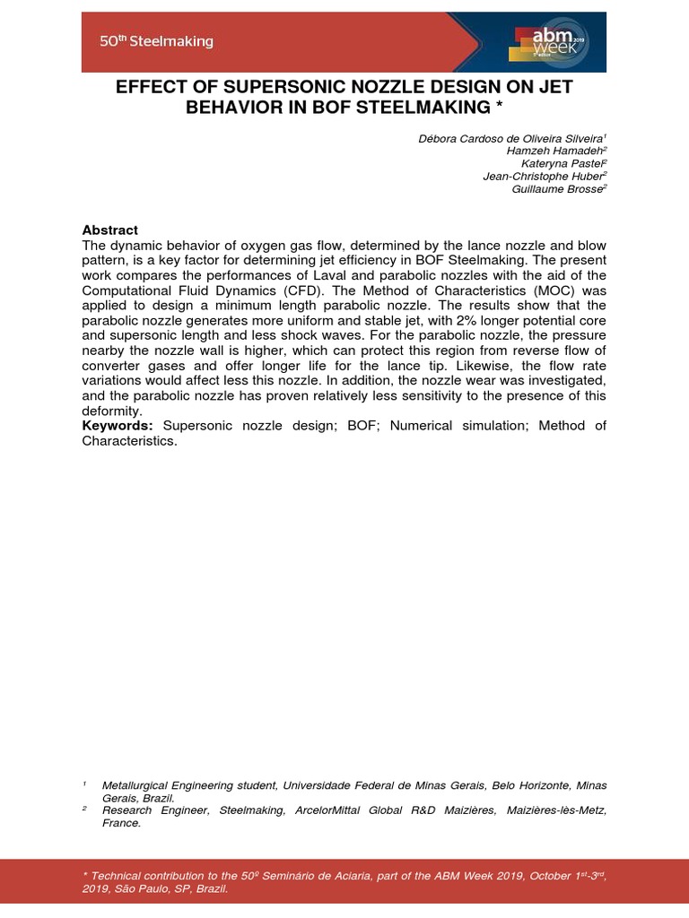 Effect of Supersonic Nozzle Design On Jet Behavior On BOF Steelmaking | PDF