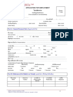 Application For Employment Form Thai Eng