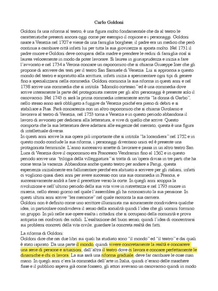 Carlo Goldoni | PDF