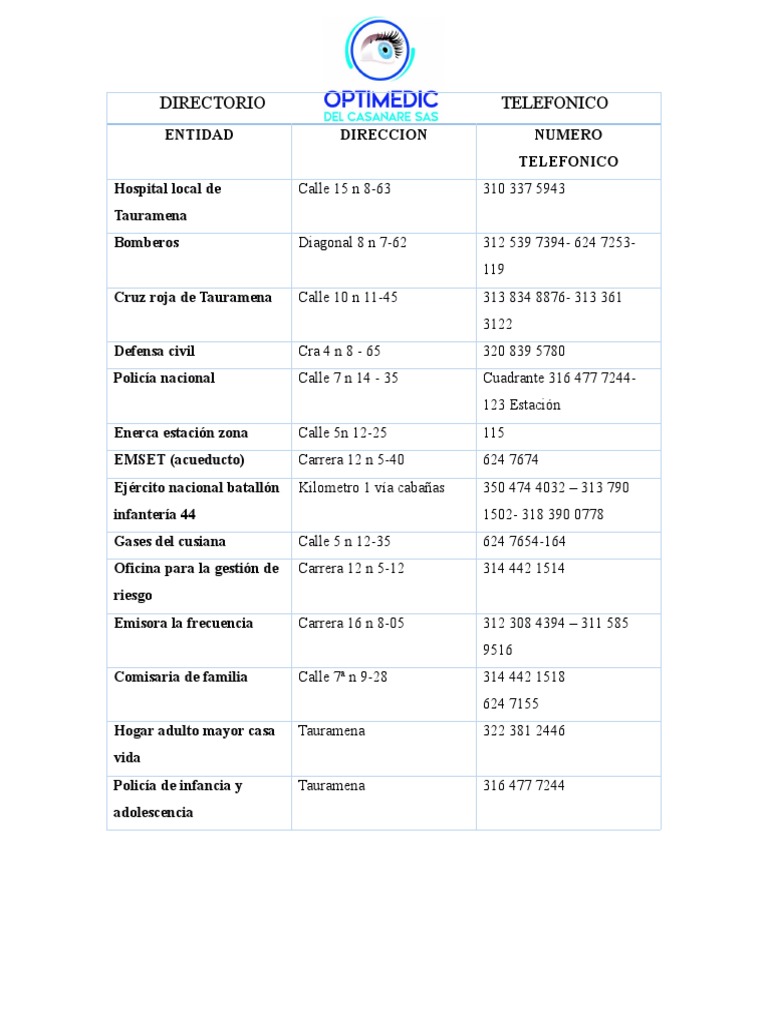 Directorio Telefonico | PDF