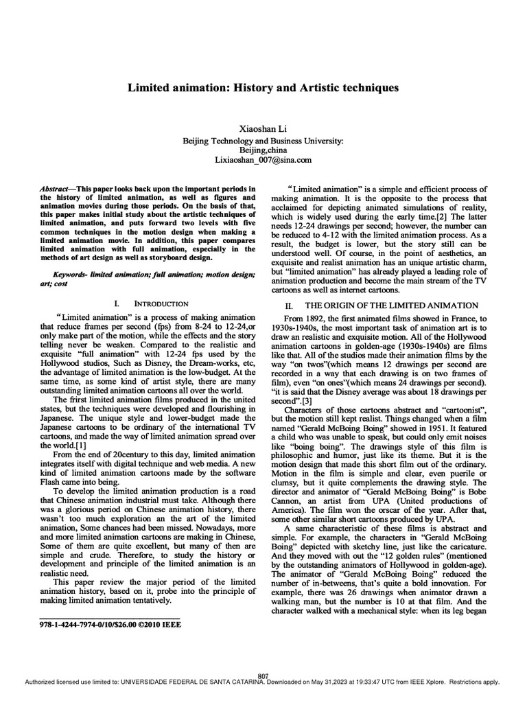 Limited Animation History and Artistic Techniques | PDF | Animation | Anime