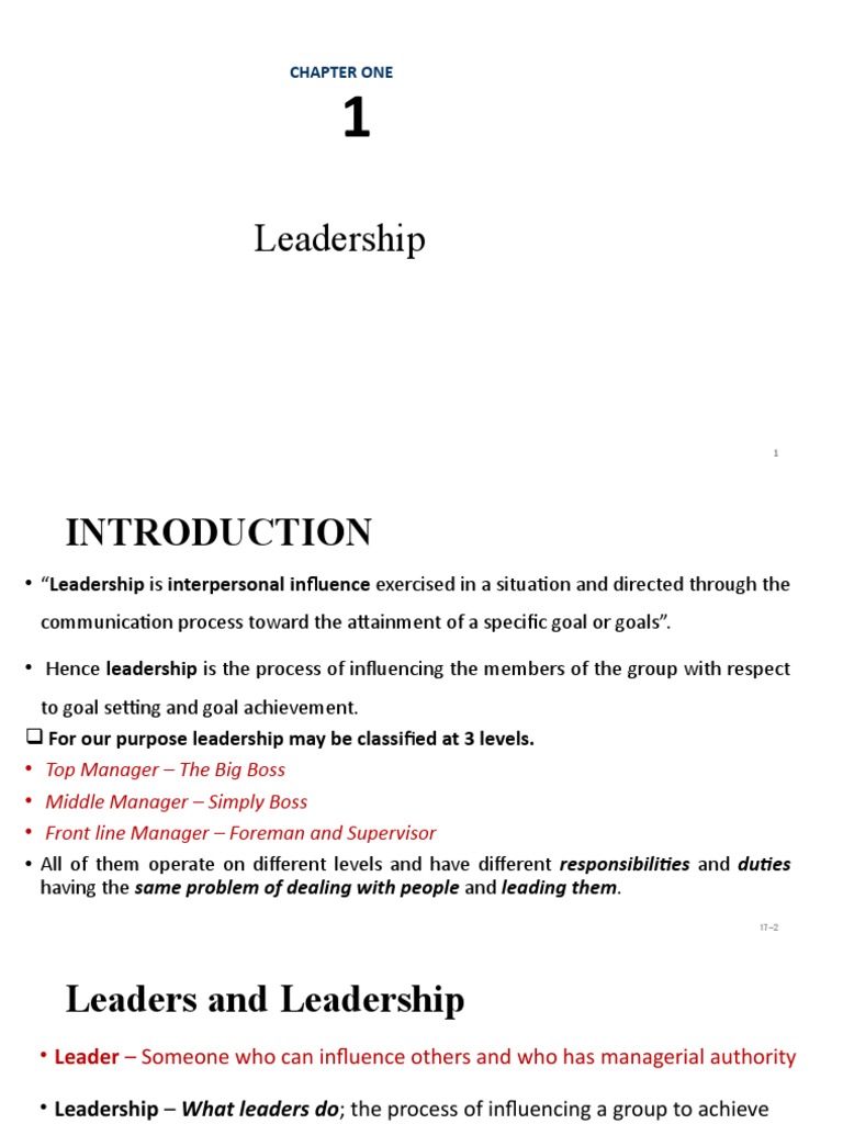 Chapter 1 Leadership and Change Management | PDF | Leadership | Skill