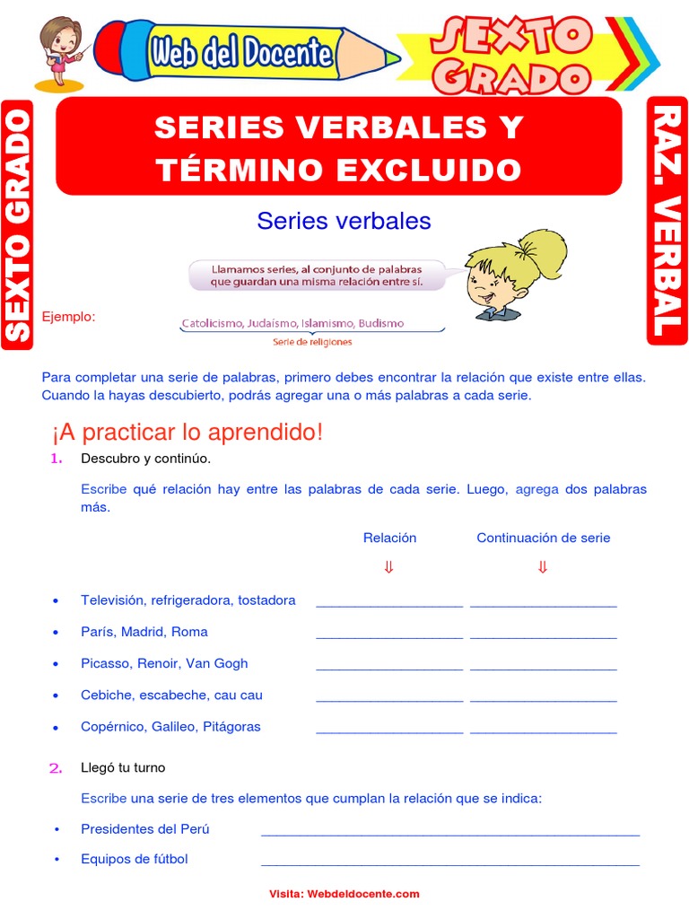 Series Verbales y Término Excluido para Sexto Grado de Primaria | PDF