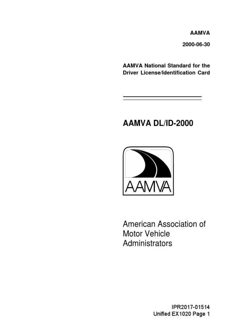 V19 EX1020 National Standard For The Driver License Identifcation