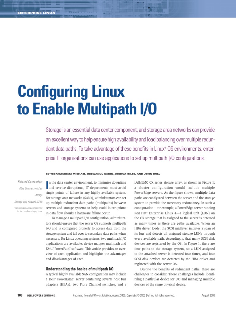 Configuring Linux To Enable Multipath I/O | PDF