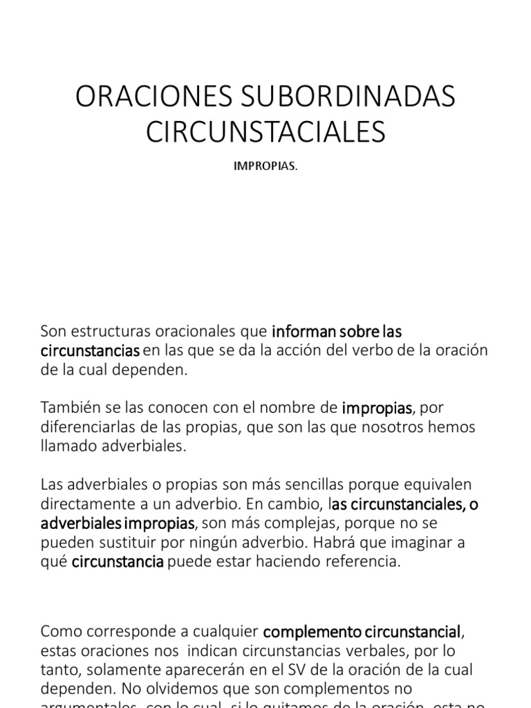 Oraciones Subordinadas Circunstanciales | PDF | Artes del Lenguaje y ...