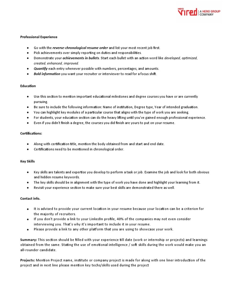 Resume Guidelines PDF R sum Behavior Modification
