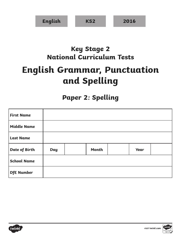 Year 6 paper 2 spelling pdf