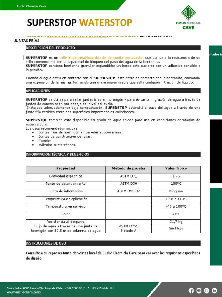 FT - Pc.co.048 Superstop V05 (213549) | PDF | Agua | Hormigón